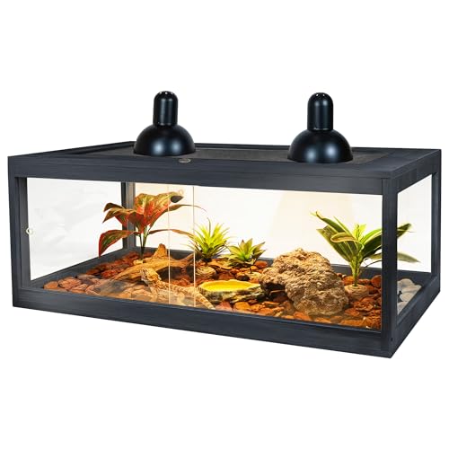 Reptile Terrarium Up to 81 Gallon, Reptile Habitat, Bearded Dragon Tank with Metal Mesh Roof, Suitable for All Types of Reptile, Lizard