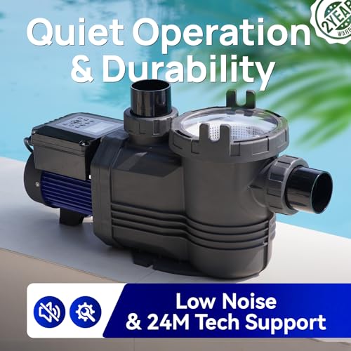 AQUASTRONG Variable Speed Pool Pump, 2 HP, 220V, 10566GPH, In/Above Pool Pump, Energy Efficient, High Flow