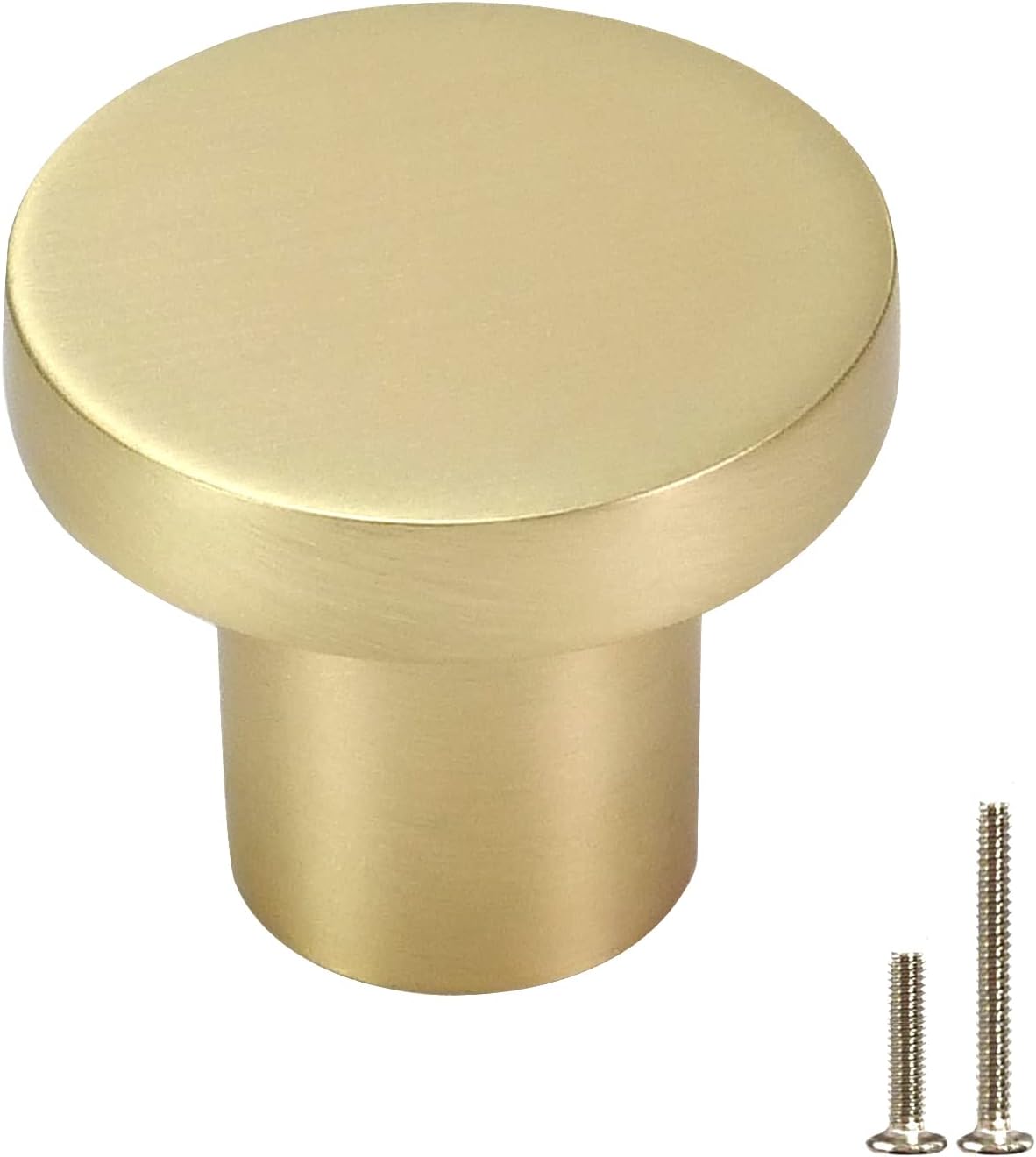 10-Pack Brushed Brass Cabinet knob,1-5/16-Inch Diameter,Round Gold Dresser Drawer Pulls Handles, Modern Kitchen Hardware, Brushed Brass Finish (10
