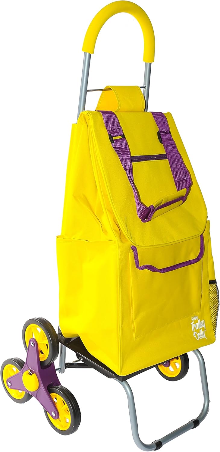 dbest products Stair Climber Trolley Dolly Folding Grocery Cart 3 Wheels Heavy Duty Shopping Hand Truck Made for Condos Apartments
