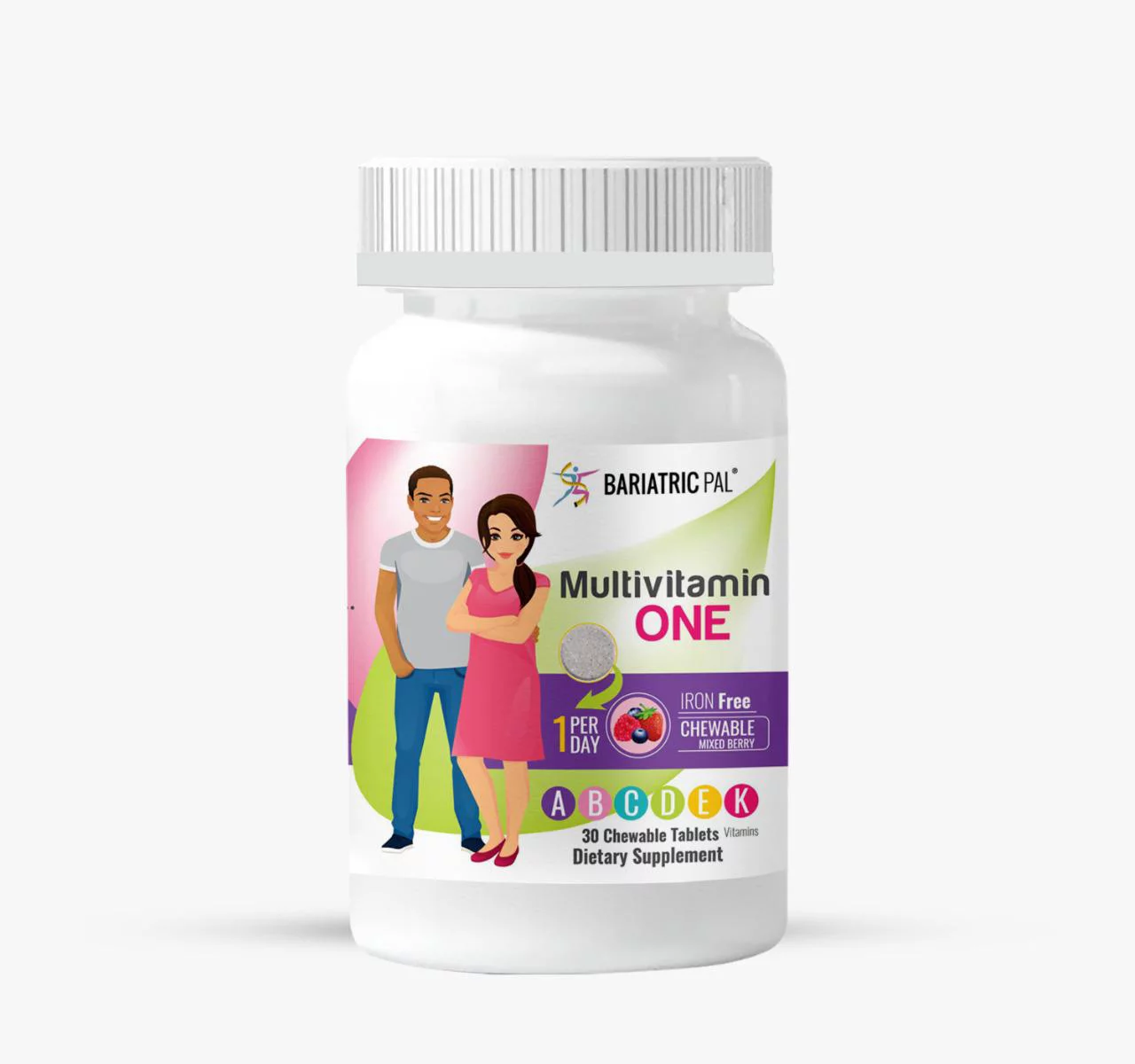 Duodenal Switch Vitamin Pack - Chewables Size: 3-Month Supply, BariatricPal Multivitamin ONE: Mixed Berry Chewable - Iron Free