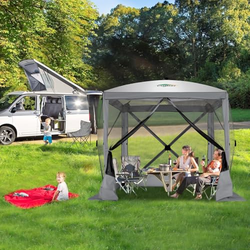 COBIZI 12x12ft Pop up Gazebo Screen Tent Screen House for Camping, Camping Outdoor Screened Gazebo, Canopy Tent