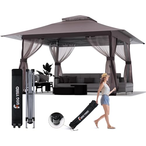 Outdoor Pop Up Gazebo 10x10 - Instant Canopy Tent with Mosquito Nettings