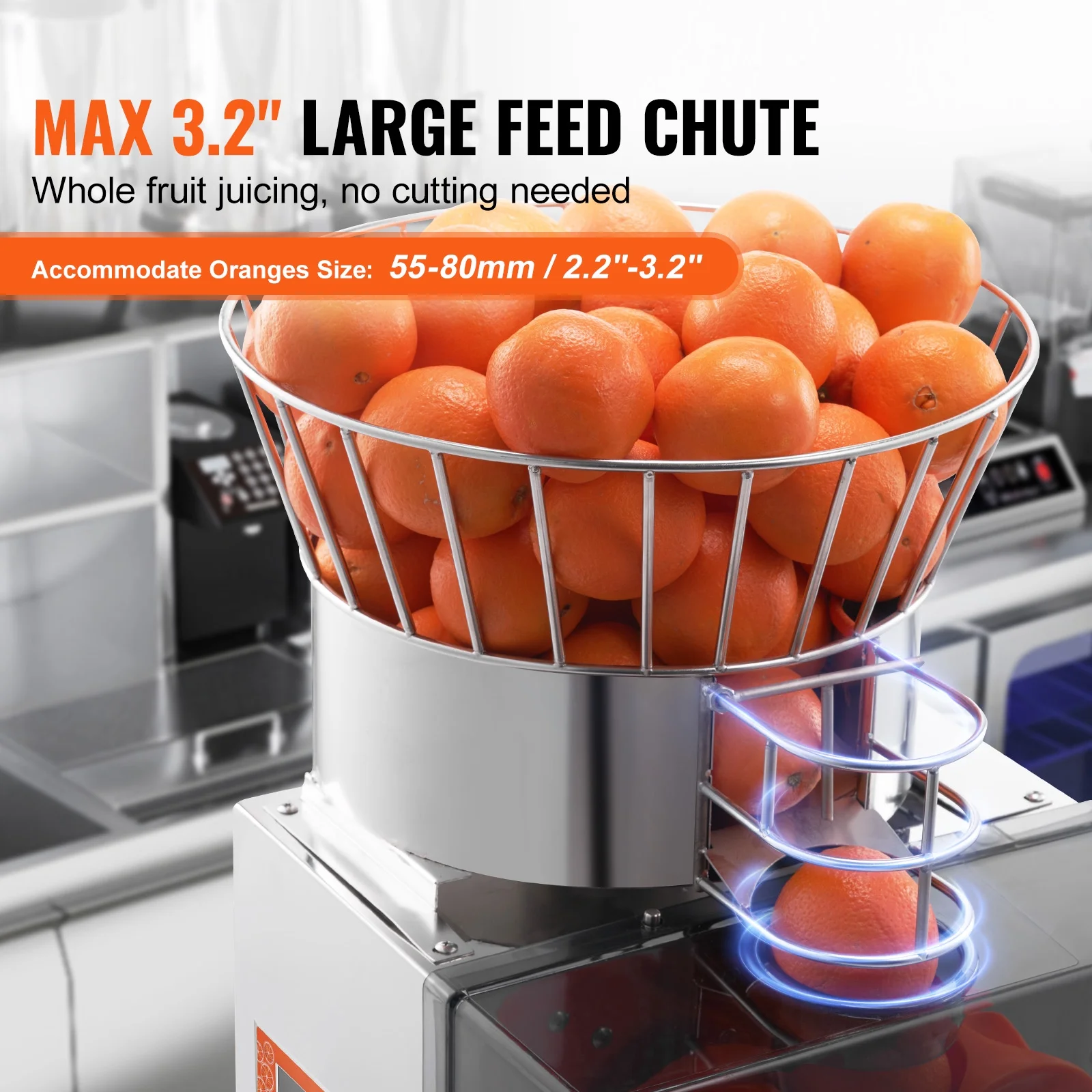SKYSHALO 120W Commercial Orange Juicer Machine Automatic Juice Squeezer Extractor