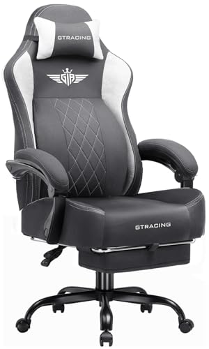 GTPLAYER Big and Tall Gaming Chair Breathable Fabric Computer Chair with Strong Lumbar Support, Comfortable Office Chairs with Pocket Spring Cushion