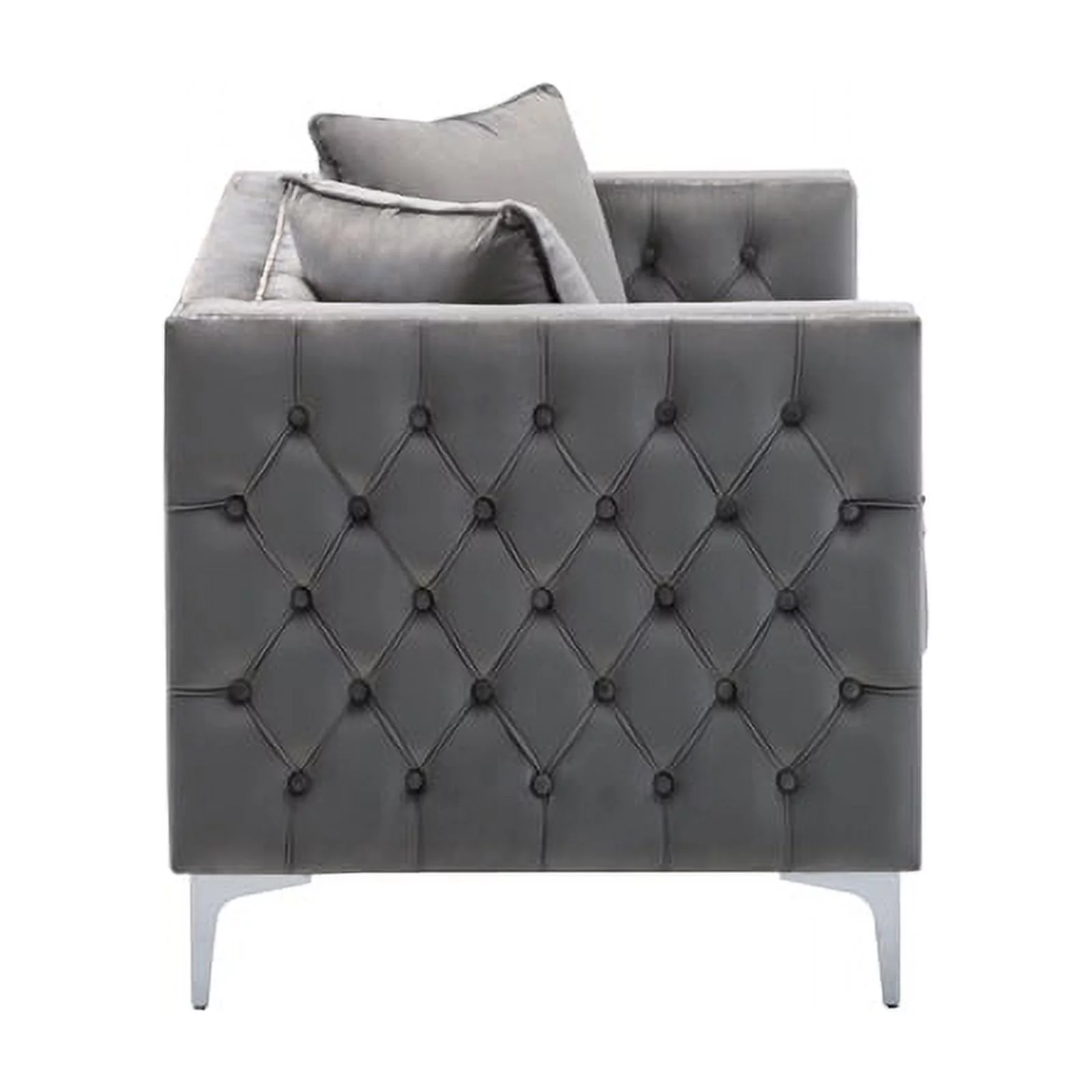 Home Square 2 Piece Velvet Fabric Loveseat and Chair Set in Gray