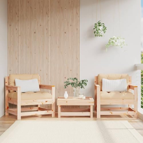 Patio Chairs with Cushions 2 pcs Solid Wood Pine