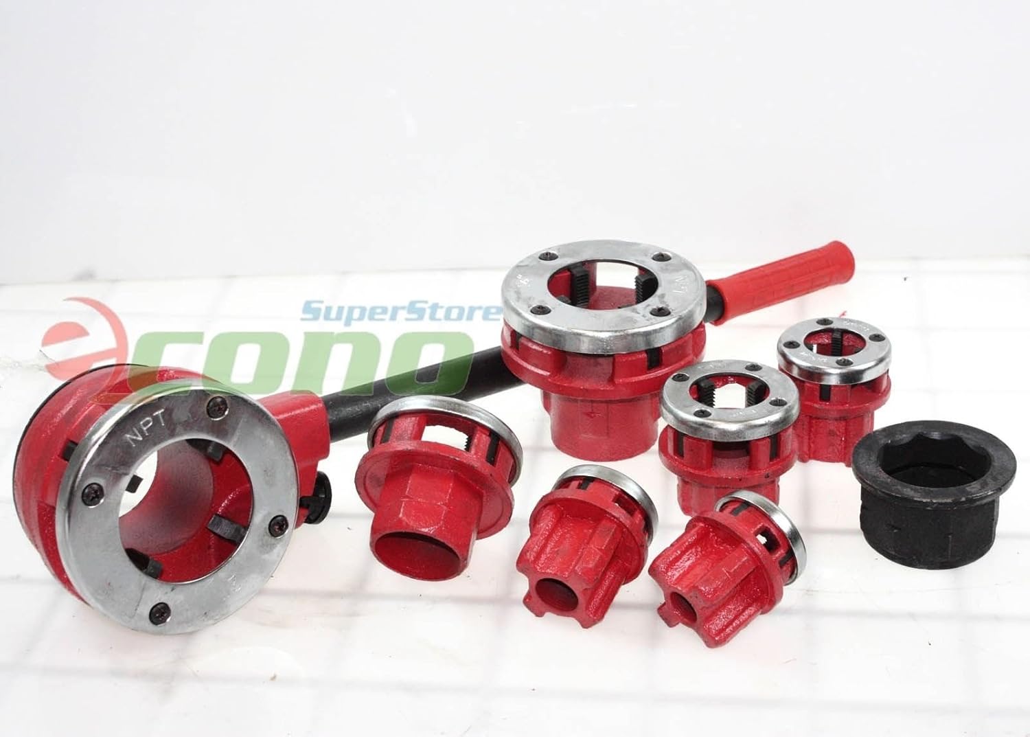 7 Size Pipe Threader Threading 3/8" to 2" Die Dies Set w/ Handle Ratchet