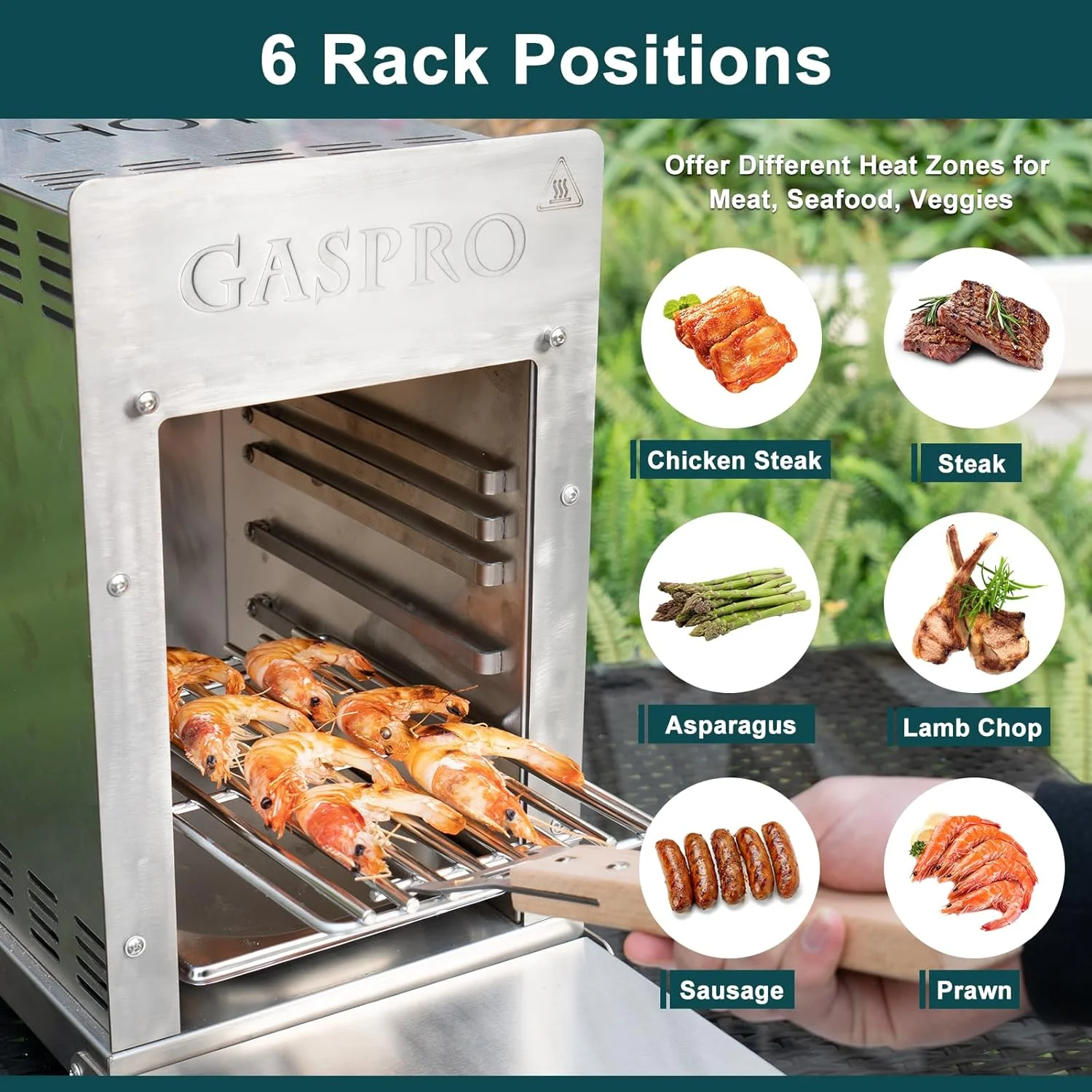 1500℉ Outdoor Propane Gas Grill, Infrared Technology, Fast Cooking Portable Steak Broiler for Meat, Seafood, Veggies and More, Durable Stainless Steel