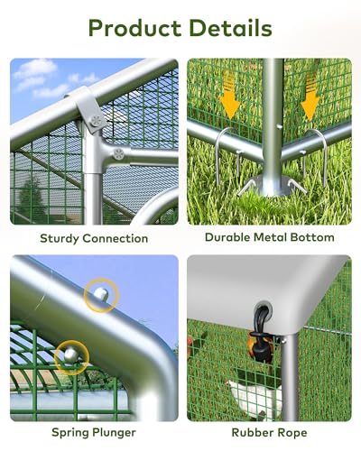 Chicken Coop Poultry Cage Large Metal Hen Run with Water-Resident Cover for Rabbit Duck House Outdoor Walk-in Chicken Pen for Yard