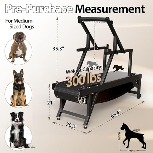 Dog Treadmill, HotFeed Dog Slat Mill for Medium Dogs, Doggy Treadmill with Brake & Plastic Track, Dog Pacer Treadmill to Keep Active and Fit