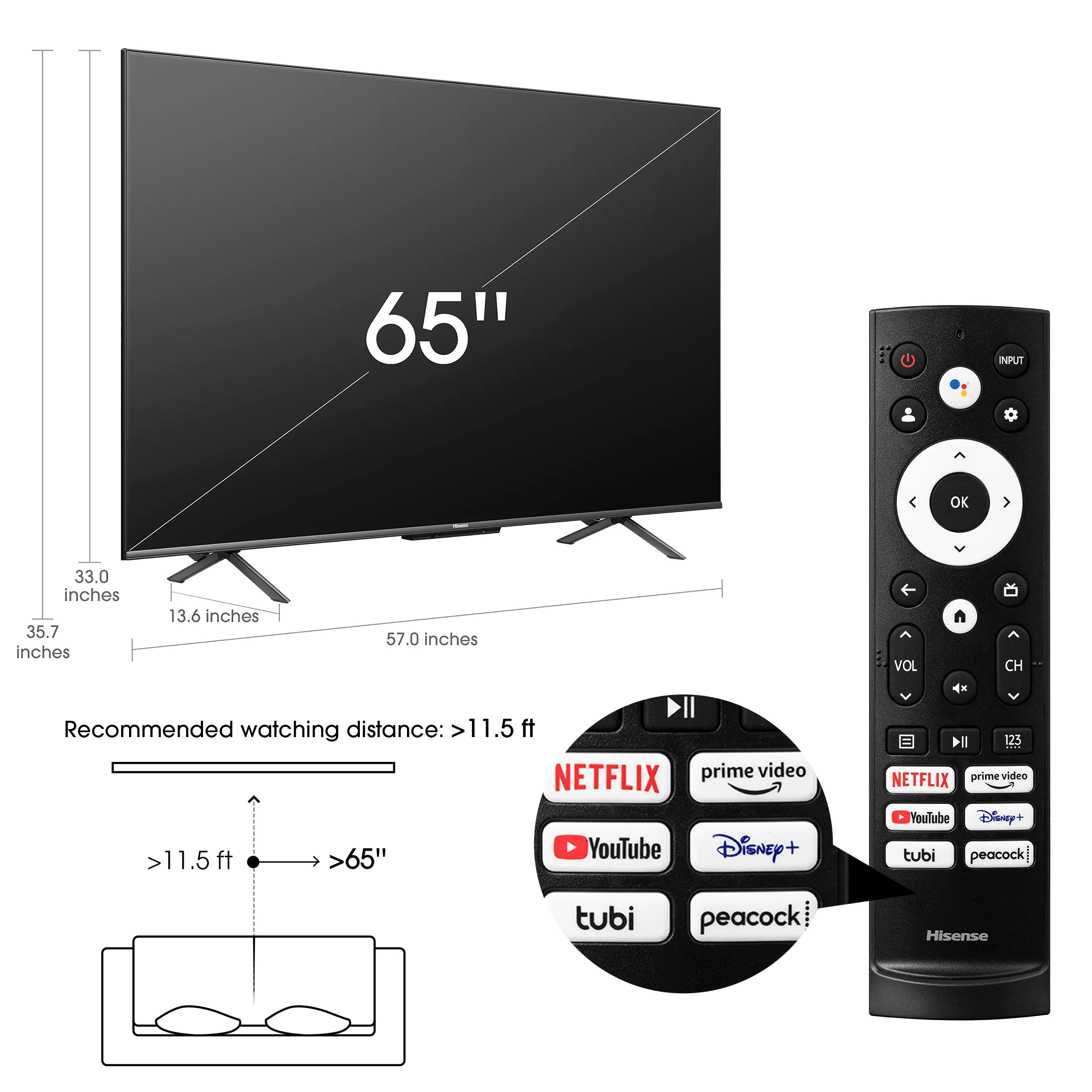 Hisense - 65 Class ULED U6H Series Quantum Dot QLED 4K UHD Smart Google TV (65U6H)
