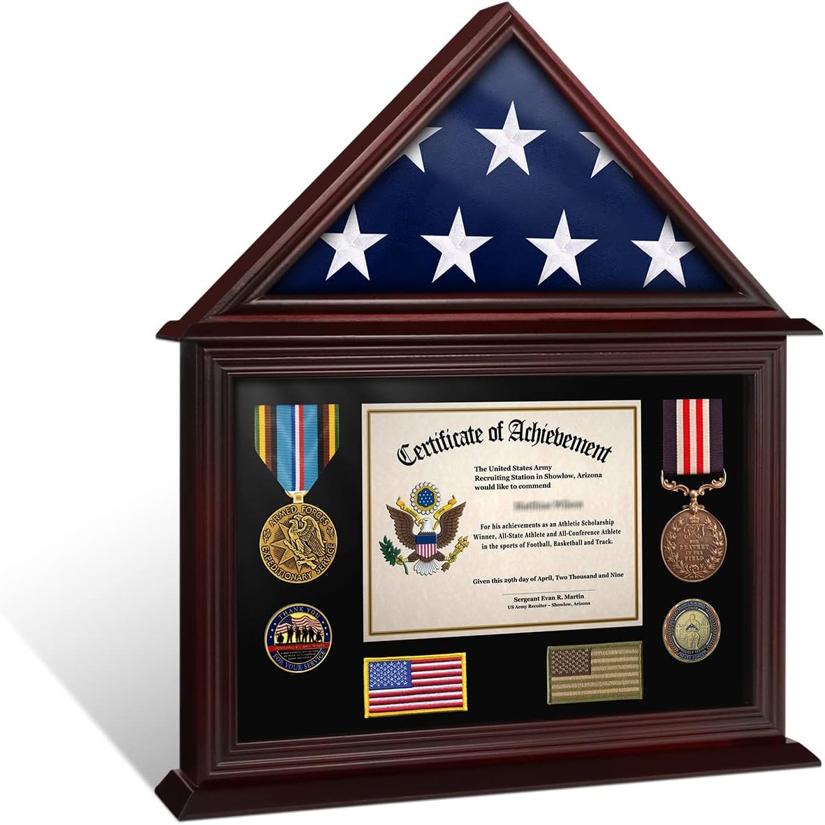 ASmileIndeep Flag Display Case Certificate & Document Holder Frame 3' X 5' Flag Military Shadow Box