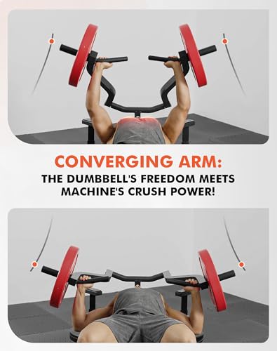 GMWD Chest Press Machine, 1050LBS Bench Press Machine with Independent Converging Arms, Adjustable Flat Incline Bench for Chest, AB Workouts