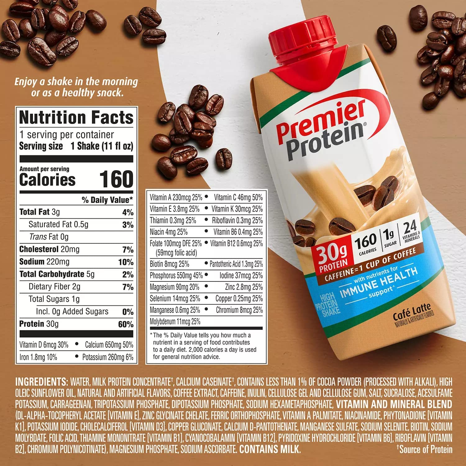 Premier Protein High Protein Shakes Variety Sampler Pack, 11 Fl. Oz Each - Cafe Latte, Chocolate, Vanilla, Caramel, Cake Batter