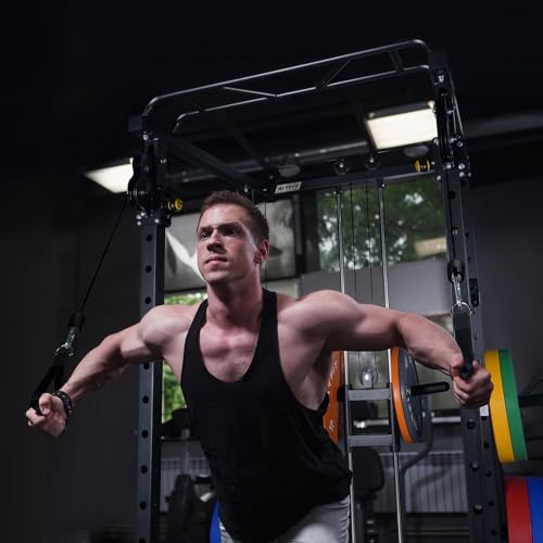 RitFit Multi-Function Squat Rack Power Cage PPC03 with Cable Crossover System, 1000LBS Capacity Power Rack and Packages with Optional Weight Bench