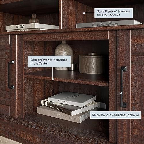 BELLEZE Modern 48" Farmhouse Wood TV Stand & Media Entertainment Center Console Table for TVs up to 50 Inch with Open Storage Shelves & Cabinets