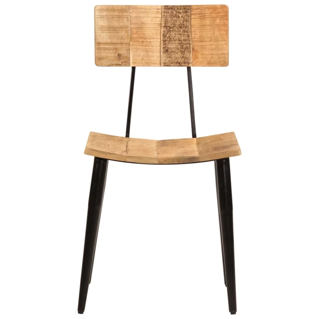Tomshoo 2 pcs Antique-Style Dining Chairs, 17.3x15.7x31.5, Crafted from Durable Solid Mango Wood with Dense Grains, Stable Iron Frame
