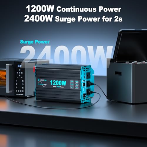 Pure Sine Wave 3500W Power Inverter 12V DC to 120V AC for RV, Truck, Home, Off-Grid, Solar, Inverter with 3 AC Outlet, 30W USB-C, 5V 3.1A USB