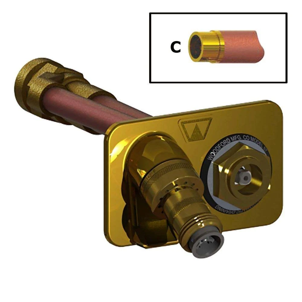 Woodford 67C-12-PB Wall Hydrant C Inlet, 12-Inch, Polished Brass