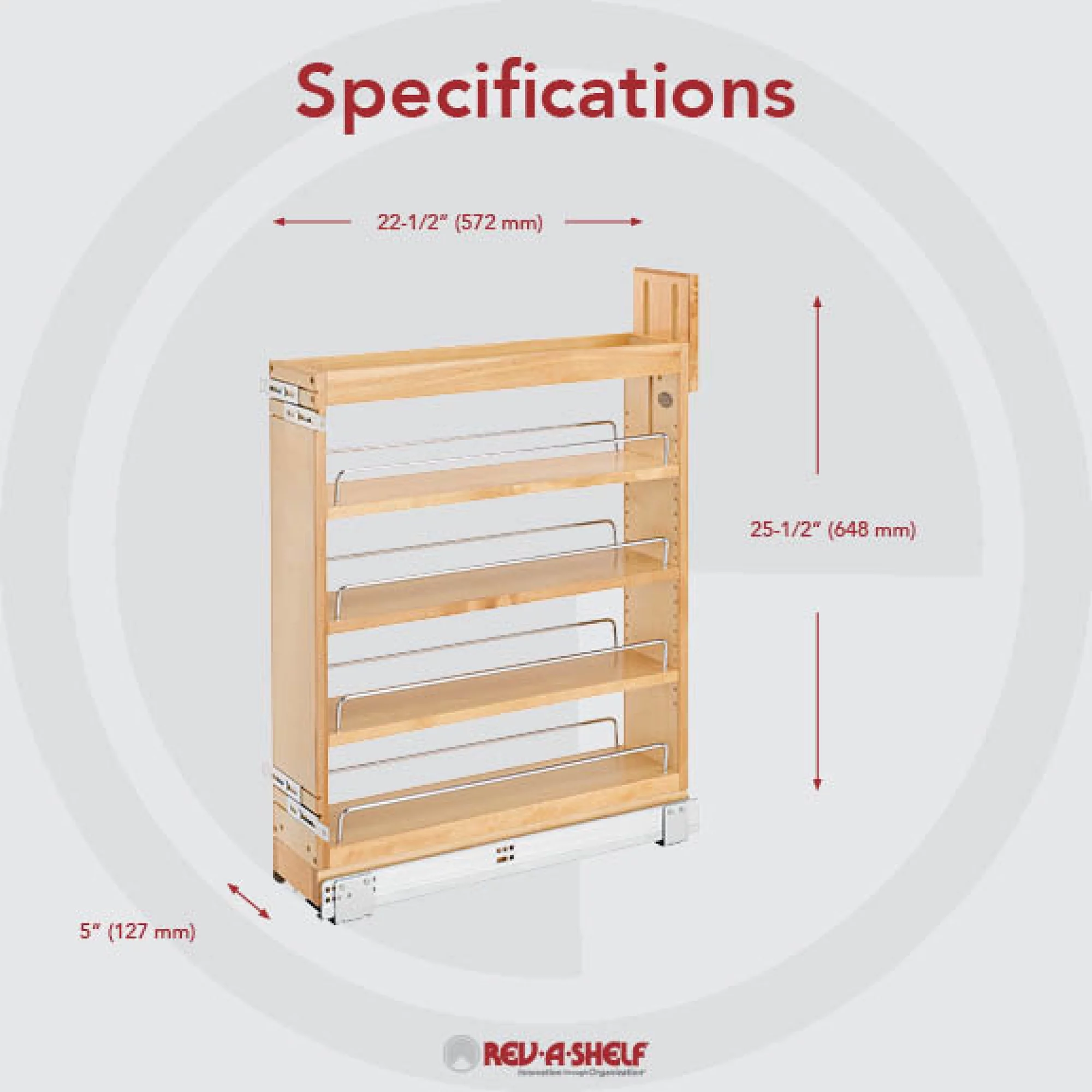 Rev-A-Shelf 5.5" Pullout Cabinet Organizer w/ Soft-Close, 448-BCSC-5C