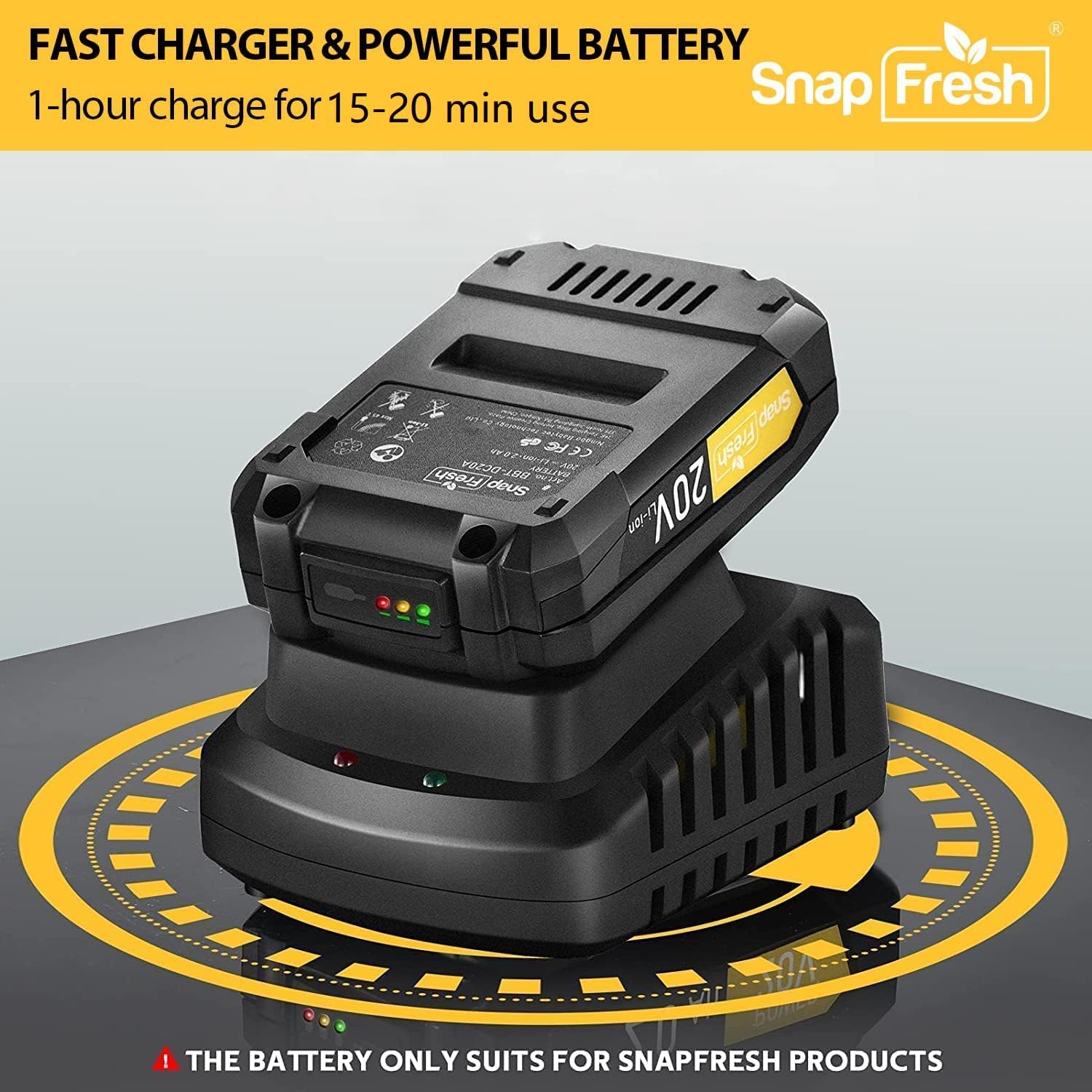 SnapFresh Leaf Blower - 20V Leaf Blower with Battery & Charger, Leaf Blower Cordless for Lawn Care