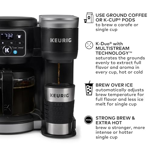 K-Duo Hot & Iced Single Serve & Carafe Coffee Maker, MultiStream Technology, 72oz Reservoir (Gen 2)