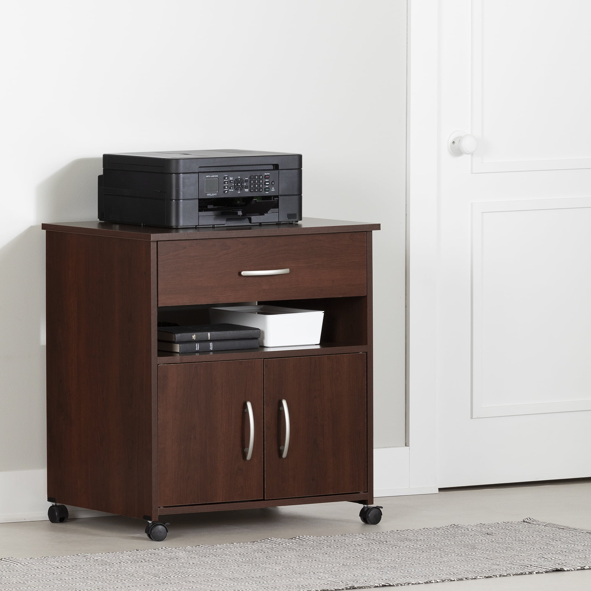 South Shore Axess Printer Cart in Royal Cherry