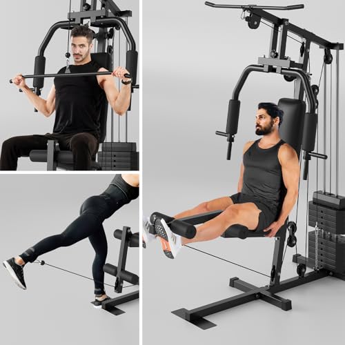 Home Gym, Multifunctional Weight Machine, Full Body Workout Station Exercise Equipment with 100LBS Weight Stack