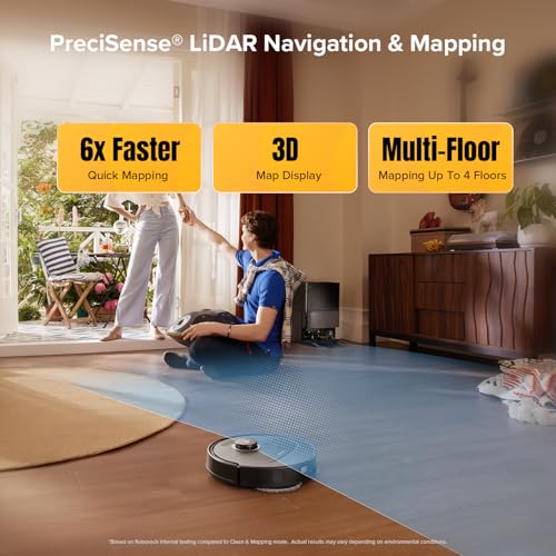 roborock Qrevo S5V Robot Vacuum and Mop, FlexiArm Edge Mopping, 12,000Pa Suction, Dual Zero-Tangle System, Smart Obstacle Avoidance, 10mm Mop Lifting