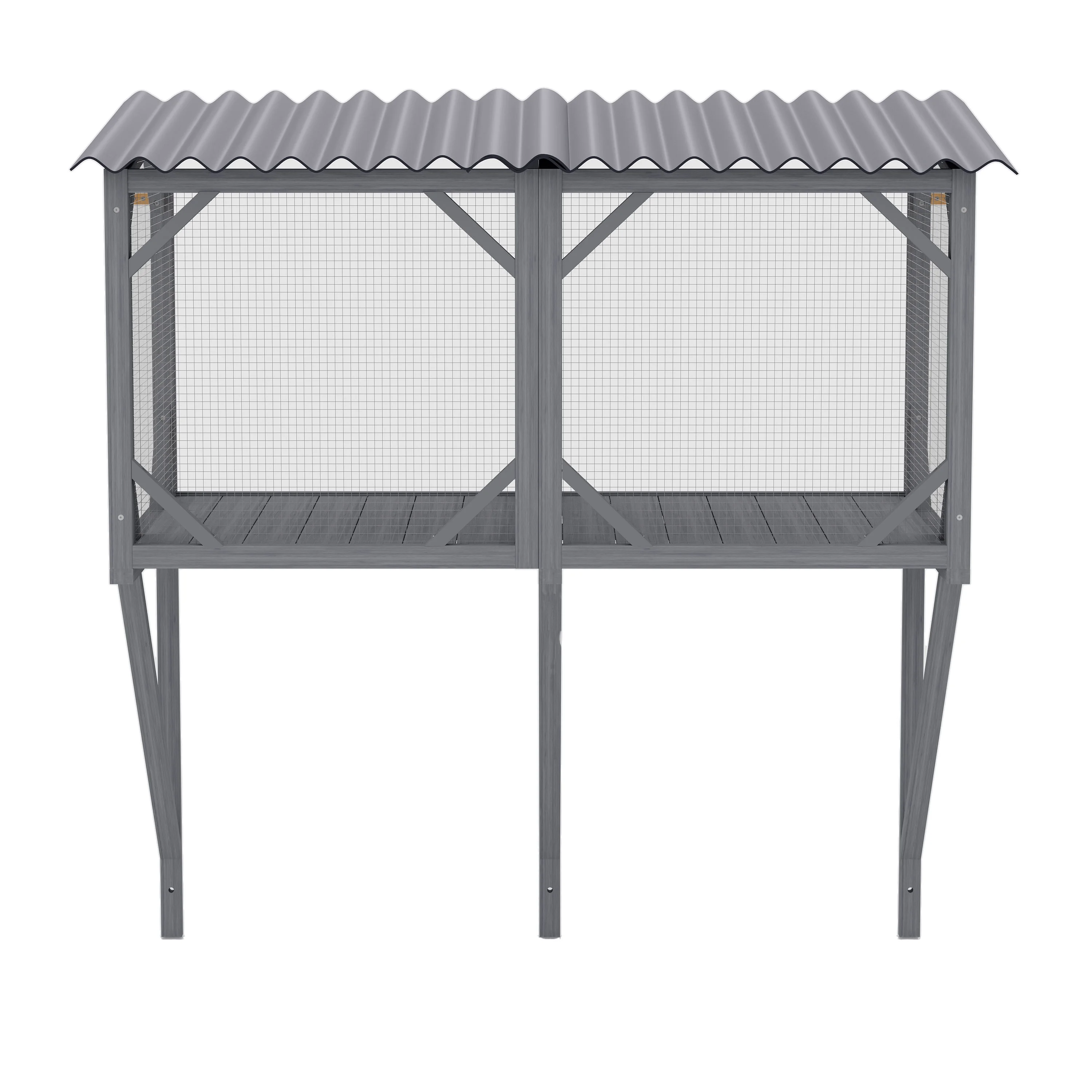 Montary Catio Outdoor Cat Enclosure with Window Access, 4-Tier Cat House with Wheels, Waterproof Roof &amp; Resting Box, Large Gray Cage