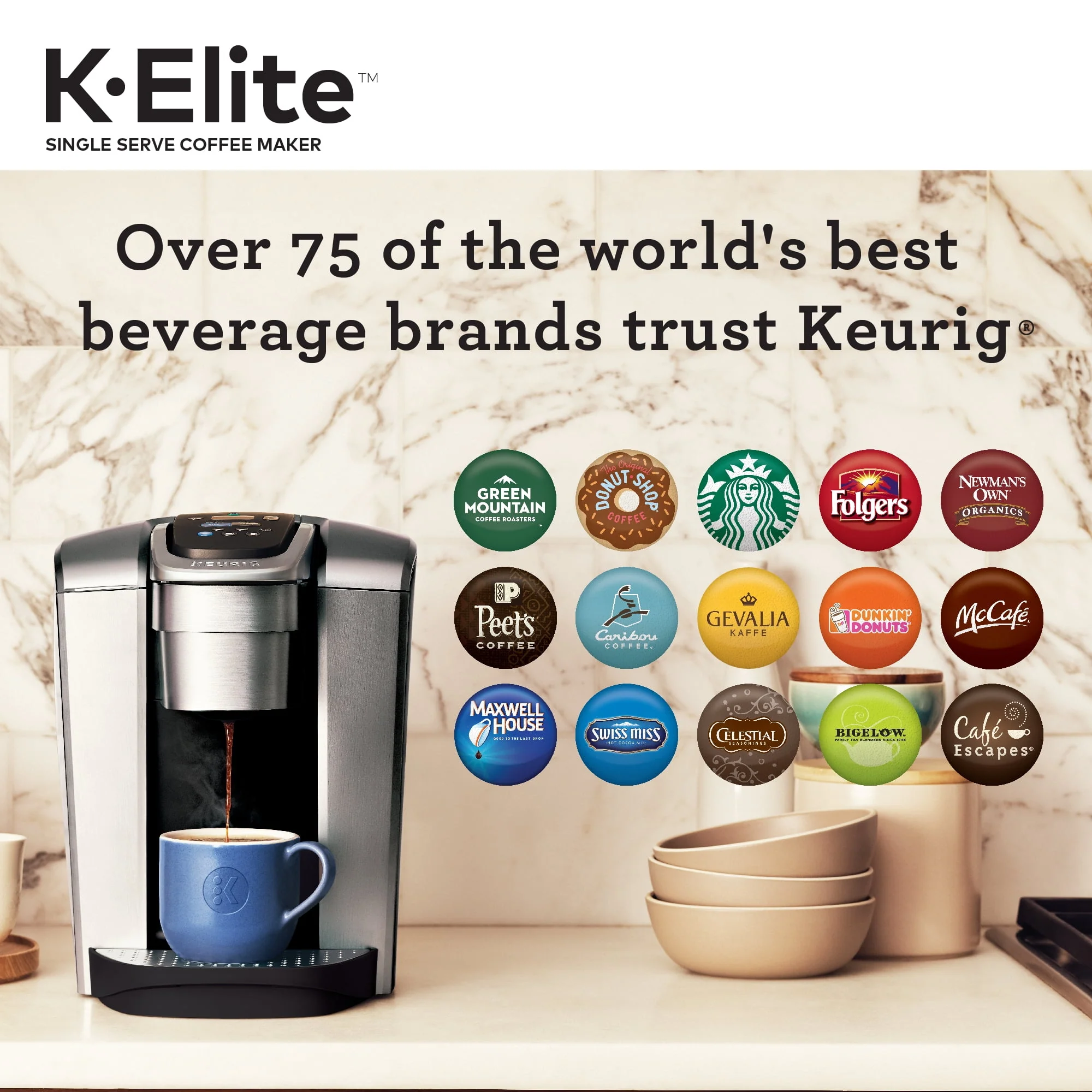 Keurig K-Elite, Single Serve K-Cup Pod Coffee Maker, Brushed Gold