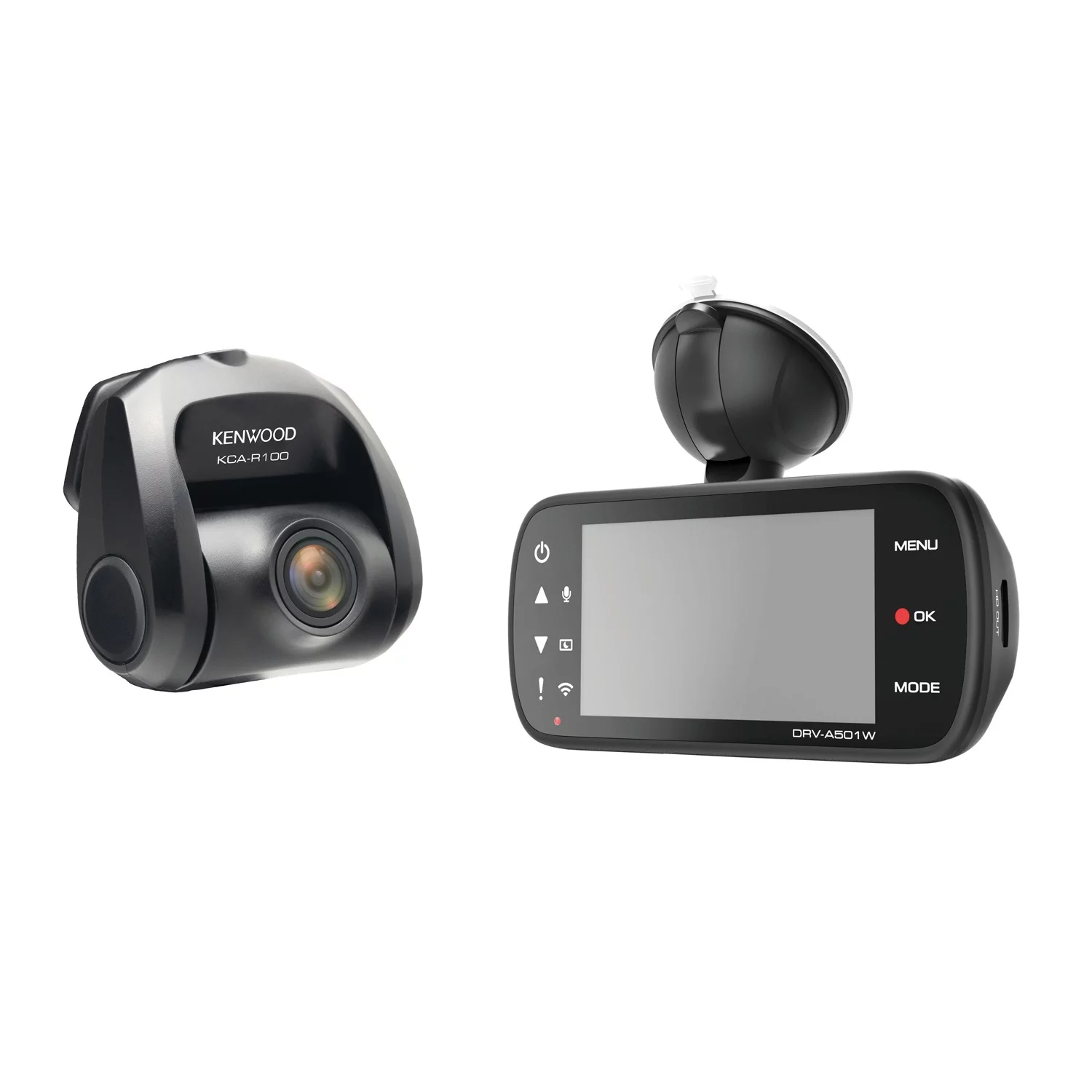 KENWOOD DRV-A501WDP Dual-Camera Wide-Quad HD Drive Recorder with 3-Inch LCD, Wi-Fi, and GPS
