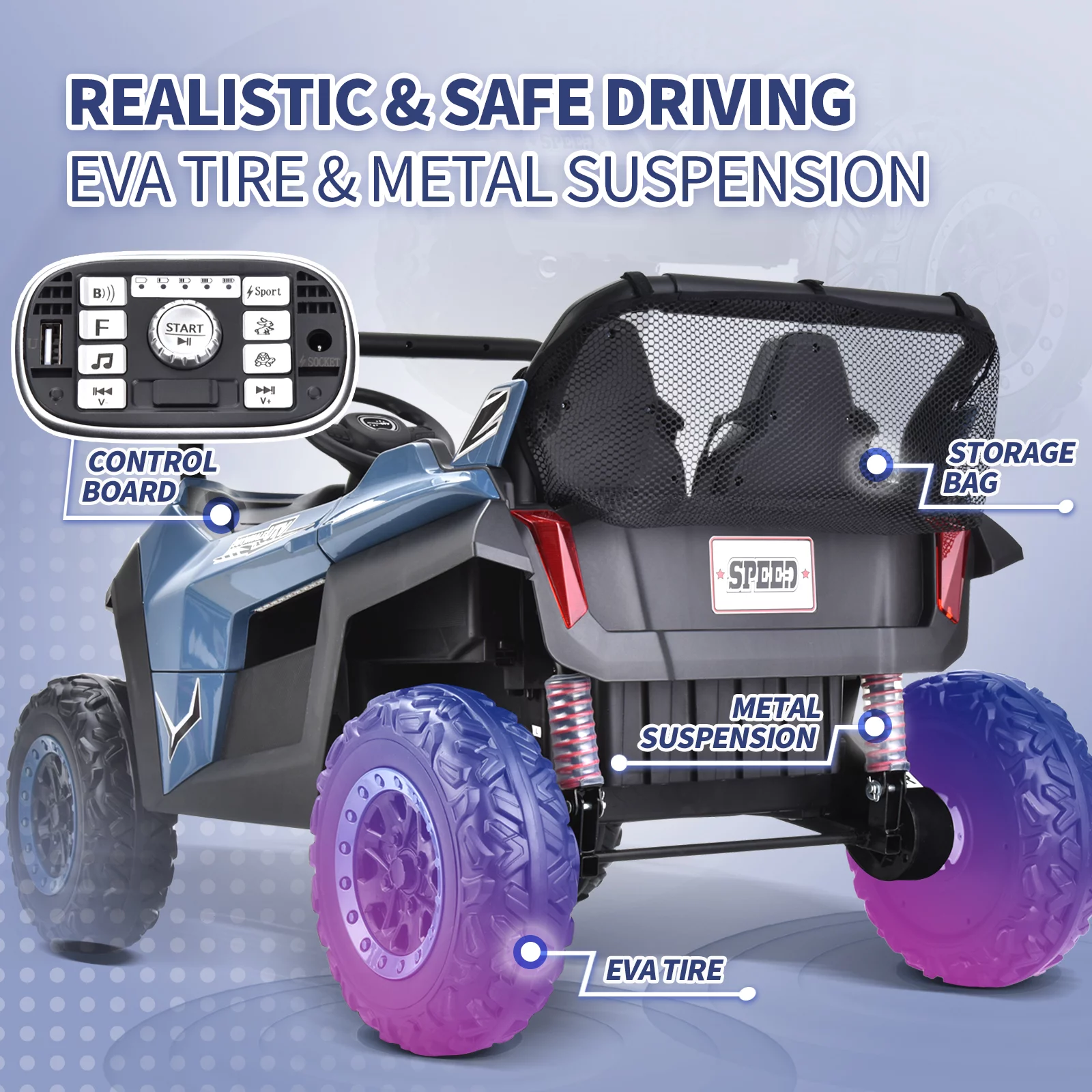 Joywhale 24V 2 Seater Kids Ride on UTV Car Powerful Electric Vehicle, with Big Battery, 4x75W Strong Motor, Remote Control, Suspension & EVA Wheels