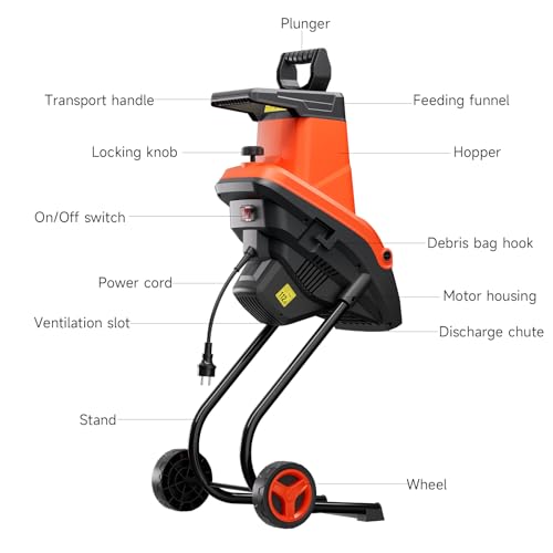 AIVOLT Wood Chipper Shredder 1800w Electric Leaf Mulcher Shredder with Collection Bag 1.8-inch Cutting Diameter 15-Amp for Mulching