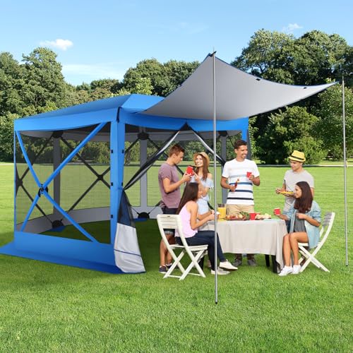 COBIZI 12x12ft Pop up Gazebo Screen Tent Screen House for Camping, Camping Outdoor Screened Gazebo, Canopy Tent