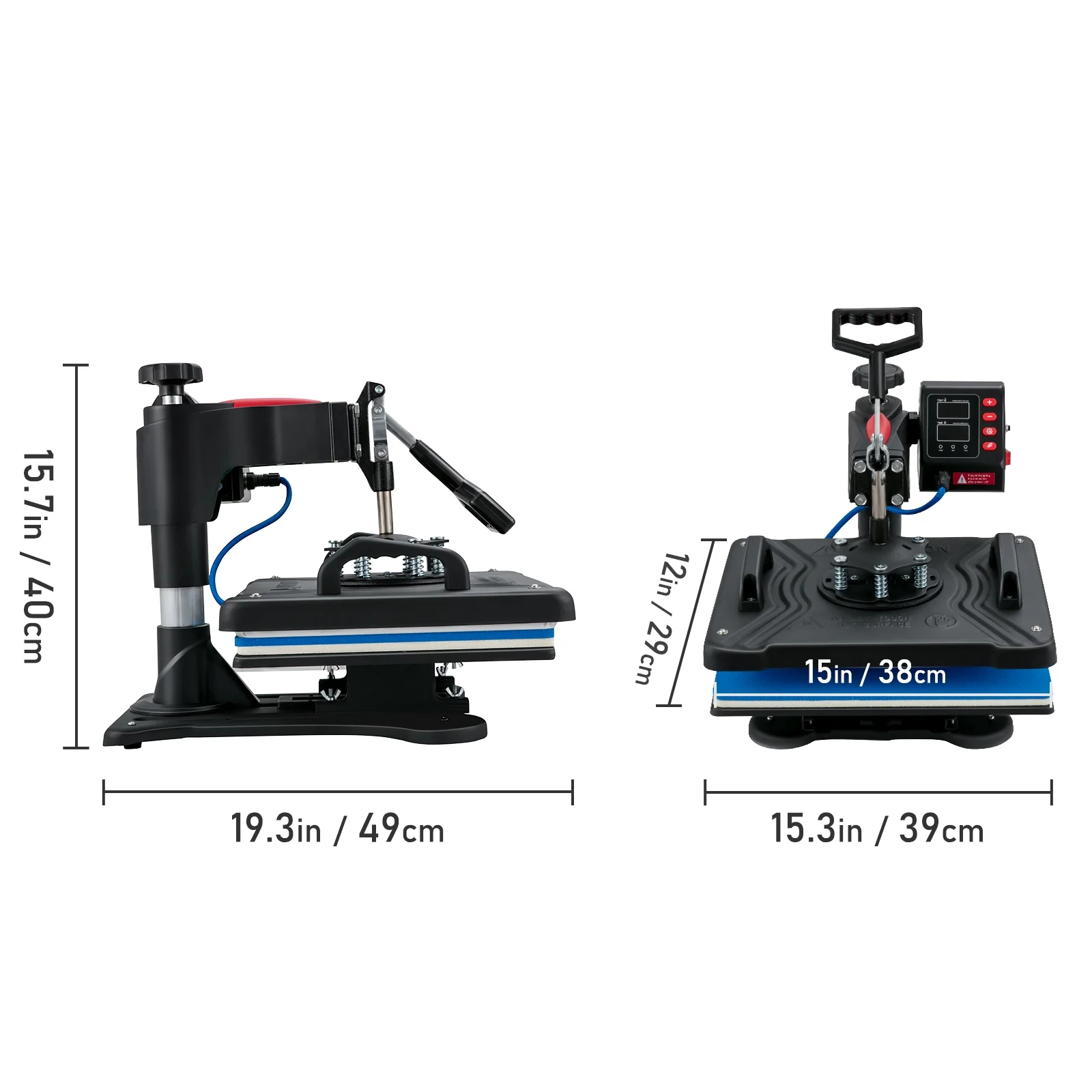 SKYSHALO Heat Press Machine, 12x15inch / 30x38cm, 5IN1 Clamshell Sublimation Transfer Printer with Teflon Coated, Digital Precise Heat Control