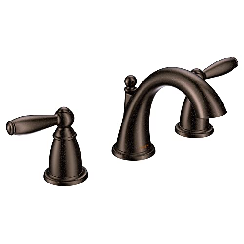 Moen Brantford Oil-Rubbed Bronze Two-Handle Widespread Bathroom Faucet Trim Kit Bathroom Faucets for Sink 3-hole Deck Mounted Setup, (Valve Required)