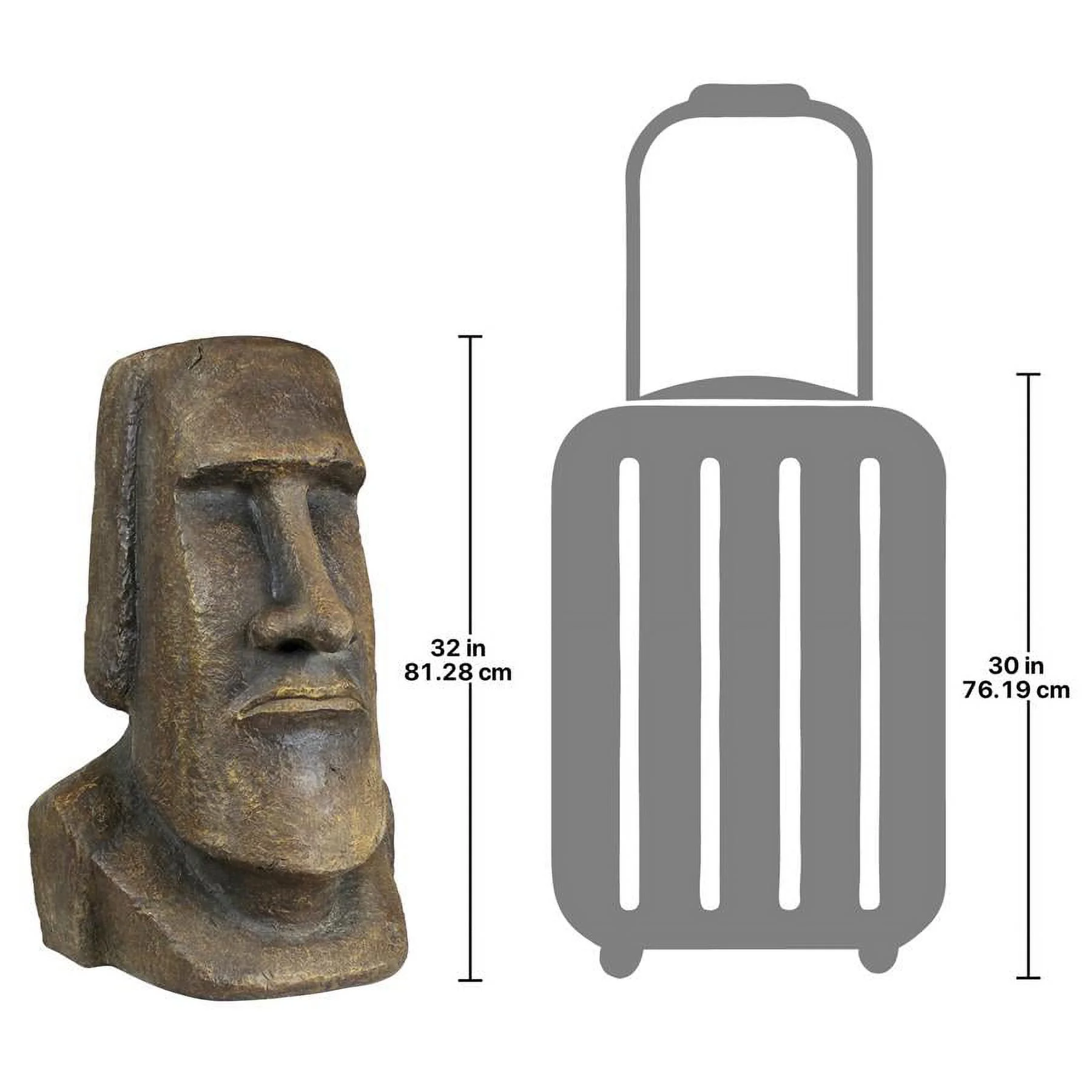 Design Toscano Easter Island Ahu Akivi Moai Monolith Garden Statue, Extra Large, 32 Inch, Polyresin, Grey Stone