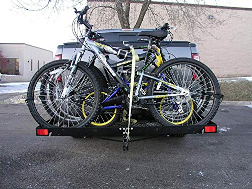Tow Tuff 62-Inch Steel Cargo Carrier with Bike Rack, 500 lb Capacity, Black - 2-in-1 Rear Hitch Mount for Car, Truck or SUV with 2-Inch Receiver