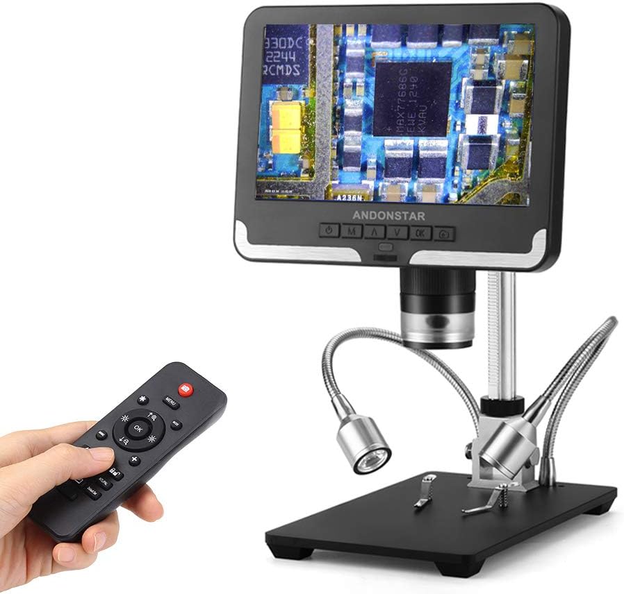 Andonstar Black corlor 7 inch LCD 1080P Circuit Board Digital Microscope AD206 with 200X Magnification Zoom for Phone Repair Soldering