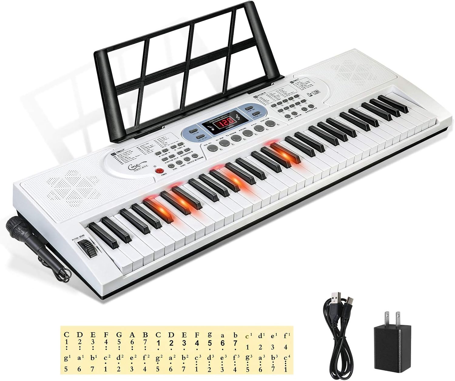 Hricane 61 Key Piano Keyboard for Beginners with Lighted Keys