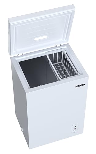 FRIGIDAIRE EFRF7003-BLACK Chest Deep Freezer, 7 Cu. Ft, Black Adjustable Thermostat-Removable Vinyl Coated Wire Basket-Easy Defrost Drain