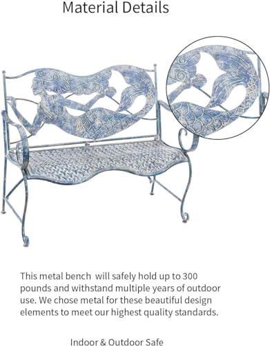 Evergreen Garden Sunflower Garden Bench Outdoors & Indoors | Cast Iron Metal Patio Bench | Outdoor Seating Furniture | Seats for Park, Porch, Deck