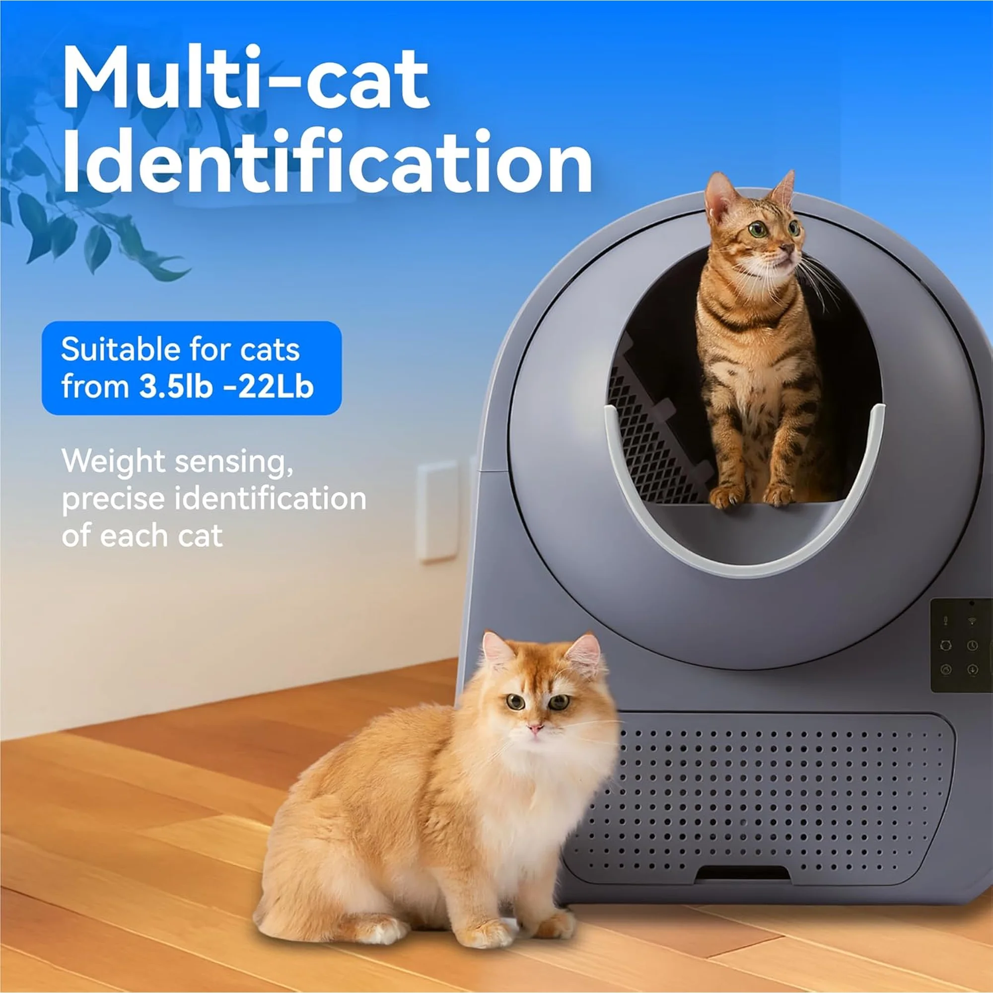 CATLINK Automatic Cat Litter Box Self Clean, Multiple Cats Health Track,  Large Cat Litter Box Automatic, App Control, with Waste Bags, Gray