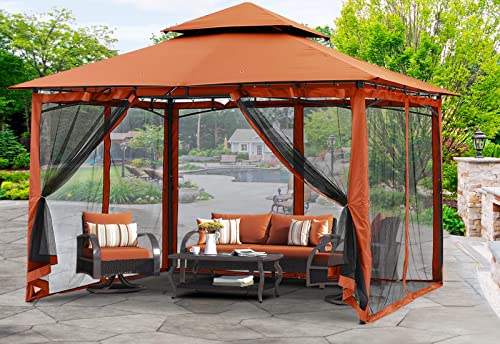 MASTERCANOPY Outdoor Garden Gazebo for Patios with Stable Steel Frame and Netting Walls (11x11,Dark Gray)