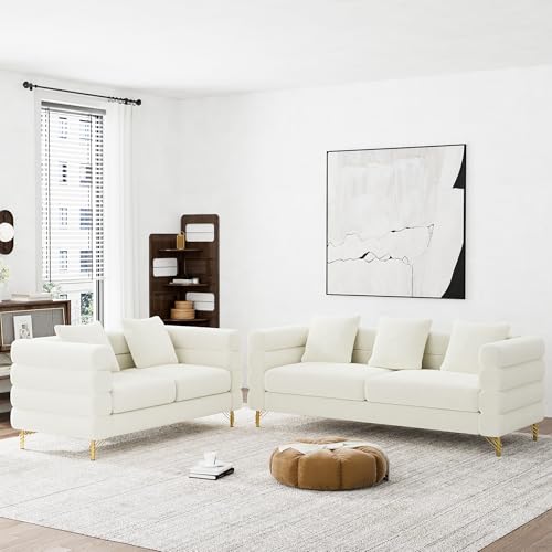 Cloud Couch for Living Room, 79" Modern Overstuffed Deep Seat Boucle Sherpa 3 Seater Sofa with 3 Pillows