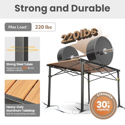 Portable Outdoor Camping Table Large for 2-6 Person - Foldable Camp Table with Aluminum Roll-Up Top & Carry Bag for BBQ, Tailgating, Backyard
