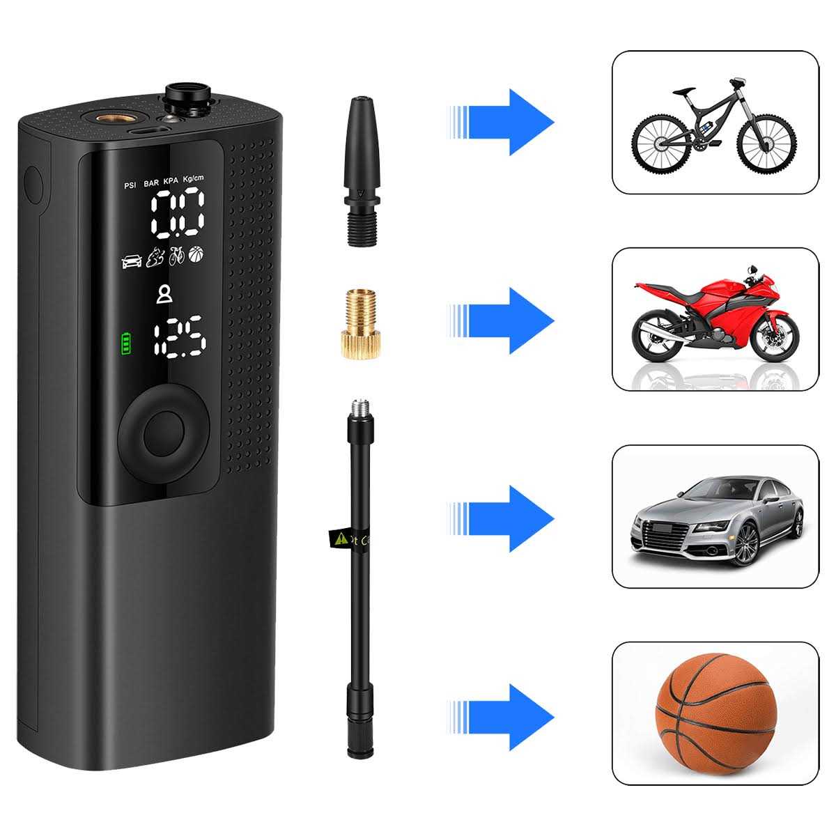 Airmoto Tire Inflator Portable Air Compressor Air Pump for Car Tires with Tire Pressure Gauge - Sports Supplies Online Store