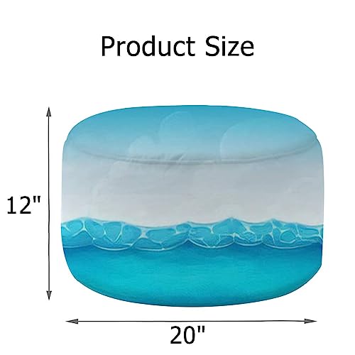 Round Pouf Ottoman Sea animals seamless Bright shells starfish colorful seabed Cute Foot Stool Foot Rest Floor Stool Bean Bag Chair Cotton Linen